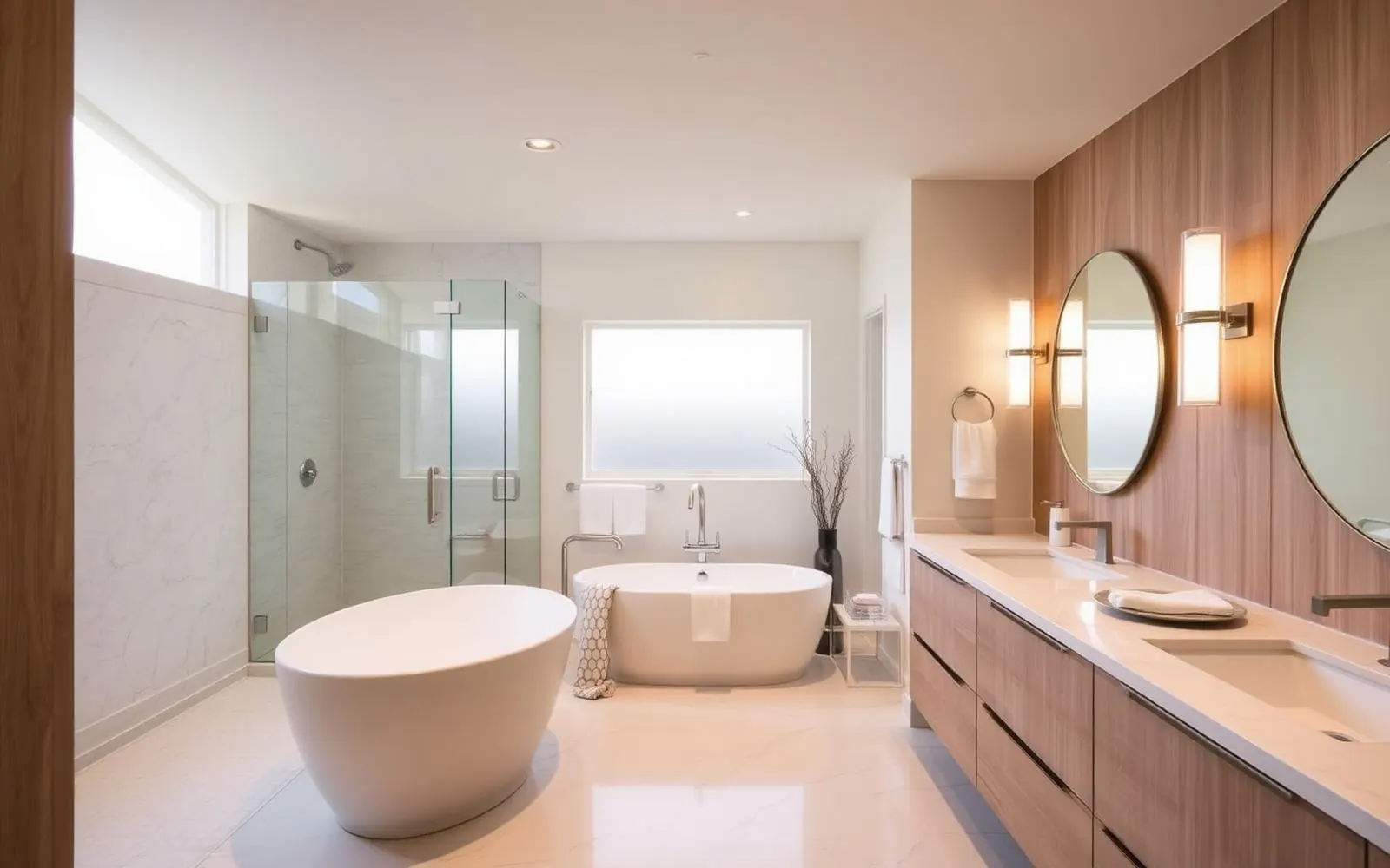 New primary bathroom with freestanding tub